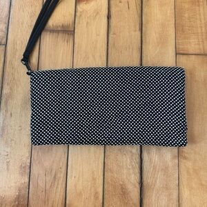 Madison West Black Clutch with Silver Sparkle Accents – Evening & Formal Clutch
